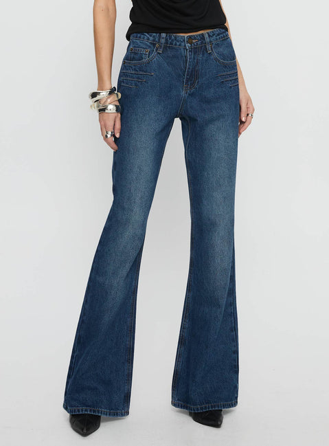 Wide World Mid Rise Bootleg Jeans Mid Blue Mid Rise Jeans Jeans 