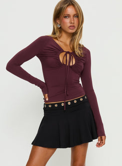   front view of model wearing Princess Polly Amryn Eyelet Mini Skirt Black Mini Skirts Skirts 
