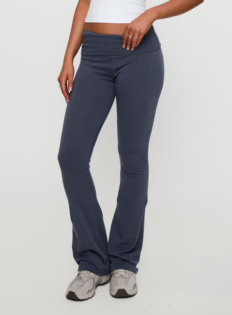back view of model wearing Princess Polly Movement Yoga Pant Blue High Rise Pants Pants 