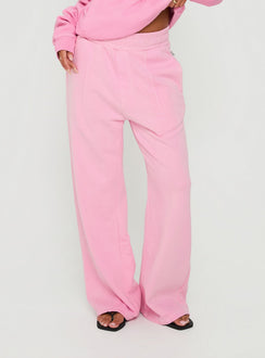 Featuring the AT Fleece Baggy Sweatpant Washed Pink womens-regular-pants with mid-rise waist product Princess Polly