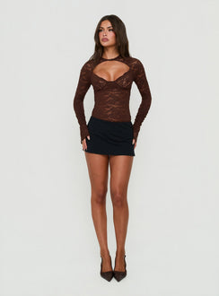 Featuring the Giallo Long Sleeve Bodysuit Brown womens-bodysuit with full sleeves product Princess Polly