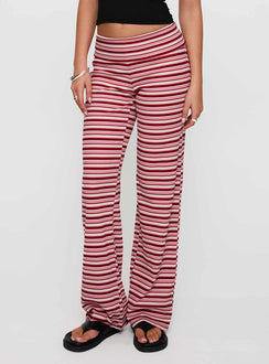 back view of model wearing Princess Polly Dreamgirl Folded Pant Pink Multi Mid Rise Pants Pants 