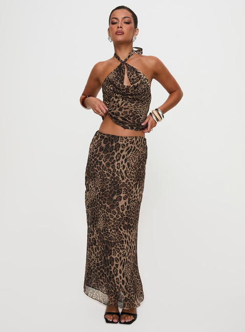 Eleganza Maxi Skirt Leopard Petite Maxi Skirts Skirts 