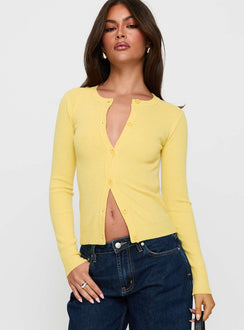 Crafted with the Lauraine Cardigan Lemon womens-jumpers featuring short length detail Princess Polly