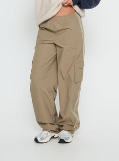 back view of model wearing Princess Polly Ellyn Baggy Cargo Pants Khaki Mid Rise Pants Pants 