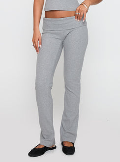 side view of model wearing Princess Polly Truth Be Told Straight Leg Pant Grey Marle Low Rise Pants Pants 