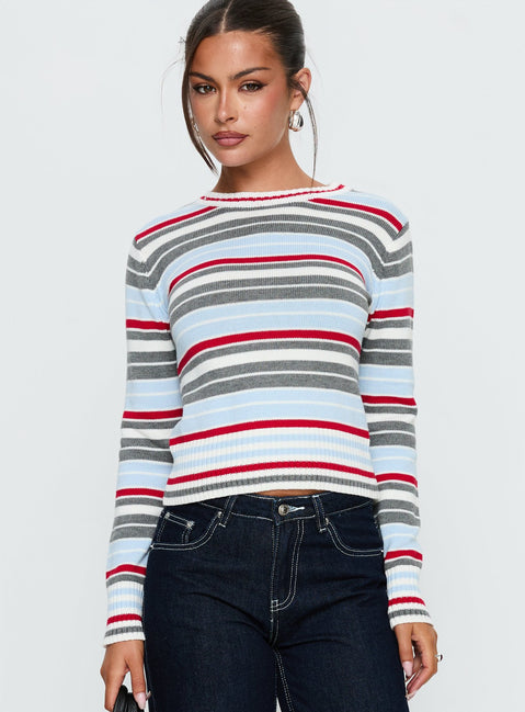 Briette Long Sleeve Top Blue / Red Stripe