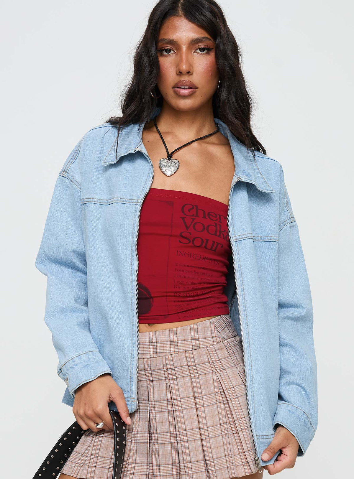 Denim Denim bomber jacket Pointed collar, zip fastening down front, twin hip pockets, single button cuff