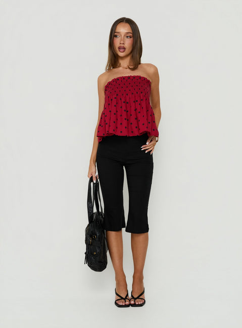 Peachy Keen Frill Cami Top Red Polka Dot