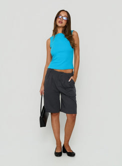 Baseline Rib Boat Neck Low Back Top Topaz