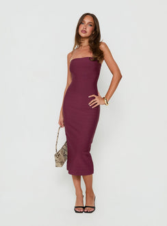 Eastonn Strapless Bandage Midi Dress Plum