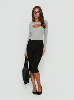 Blancha Layered Bolero Long Sleeve Top Grey Marle