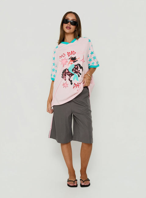 No Bad Days Oversized Graphic Tee Pink / Multi