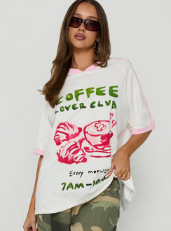 Coffee Lover Oversized Graphic Tee White / Multi