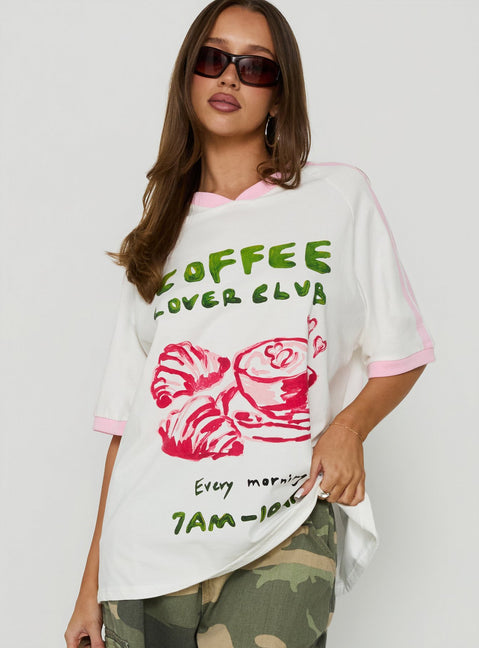 Coffee Lover Oversized Graphic Tee White / Multi