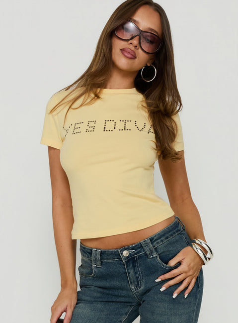 Yes Diva Graphic Baby Tee Yellow