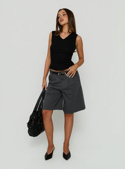 Charlea Fleece Tailored Longline Short Charcoal
