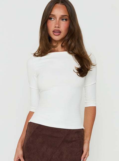 Daily Define Boatneck 3/4 Sleeve Top White