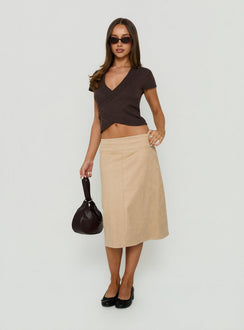 Camissa Knit Wrap Top Chocolate