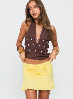   front view of model wearing Princess Polly Celebrations Mini Skirt Lemon Mini Skirts Skirts 