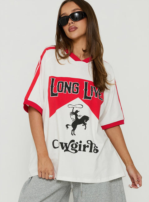 Long Live Cowgirls Oversized Graphic Tee White / Multi