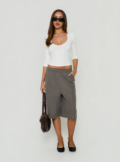 Daily Define Scoop Neckline 3/4 Sleeve Top White