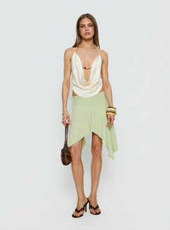   front view of model wearing Princess Polly Daelen Waterfall Midi Skirt Mint Midi Skirts Skirts 