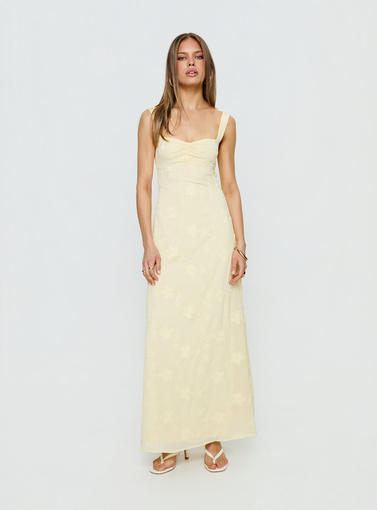 Maisone Broderie Maxi Dress Lemon
