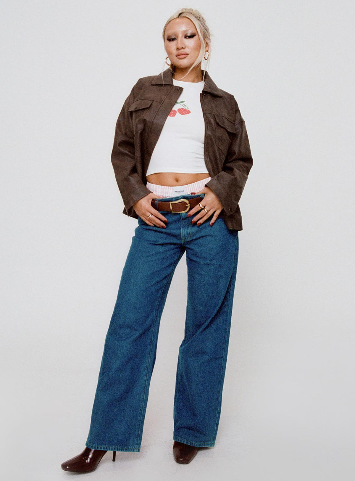 product Princess Polly Mid Rise  Top Model Jeans Dark Denim