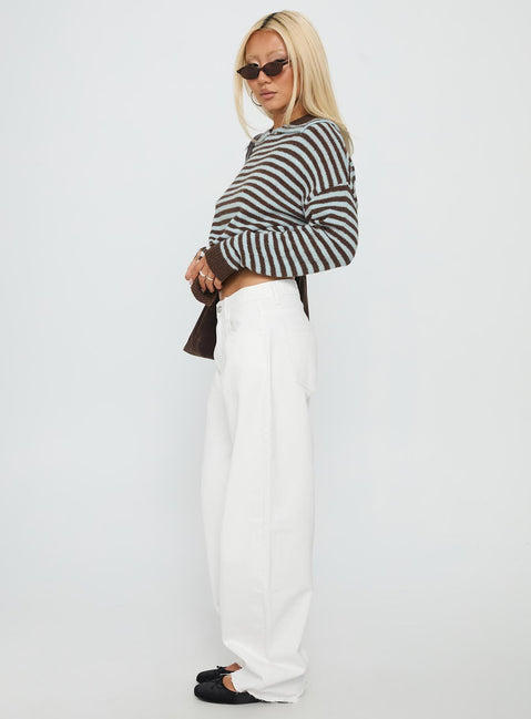 Kaio Mid Rise Barrel Leg Denim Jeans White Mid Rise Jeans Jeans 