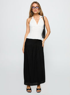   front view of model wearing Princess Polly Human Nurture Maxi Skirt Black Maxi Skirts Skirts 