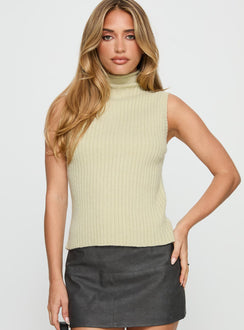 Mayleen Sleeveless High Neck Top Sage