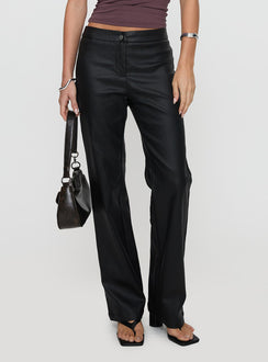 side view of model wearing Princess Polly Play The Tapes Pants Black Pants 