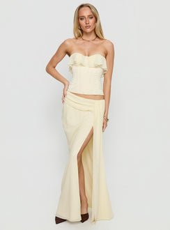   front view of model wearing Princess Polly Holliann Draped Maxi Skirt Butter Maxi Skirts Skirts 