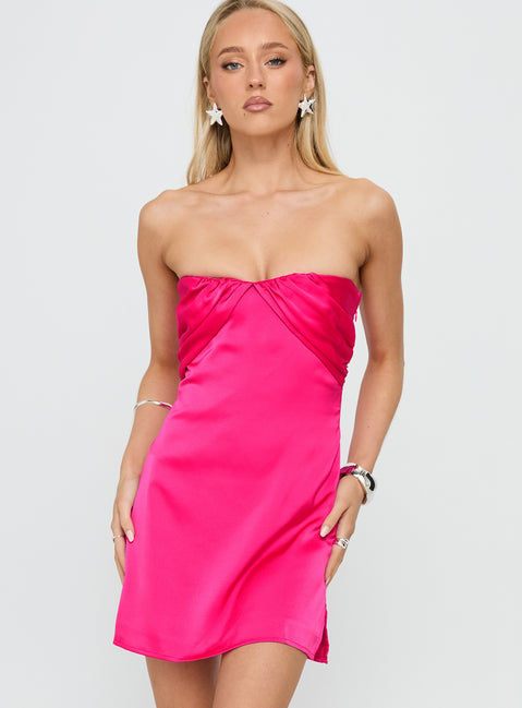 Irena Strapless Mini Dress Hot Pink