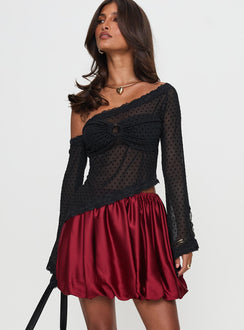   front view of model wearing Princess Polly Rubee Bubble Hem Mini Skirt Red Mini Skirts Skirts 