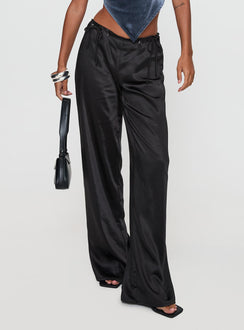 back view of model wearing Princess Polly Thrill Of It All Pant Black High Rise Pants Pants 