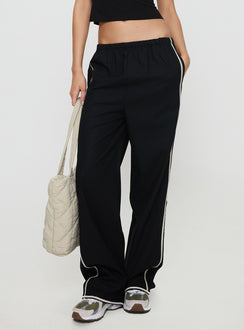 back view of model wearing Princess Polly Doors Open Pant Black Low Rise Pants Pants 