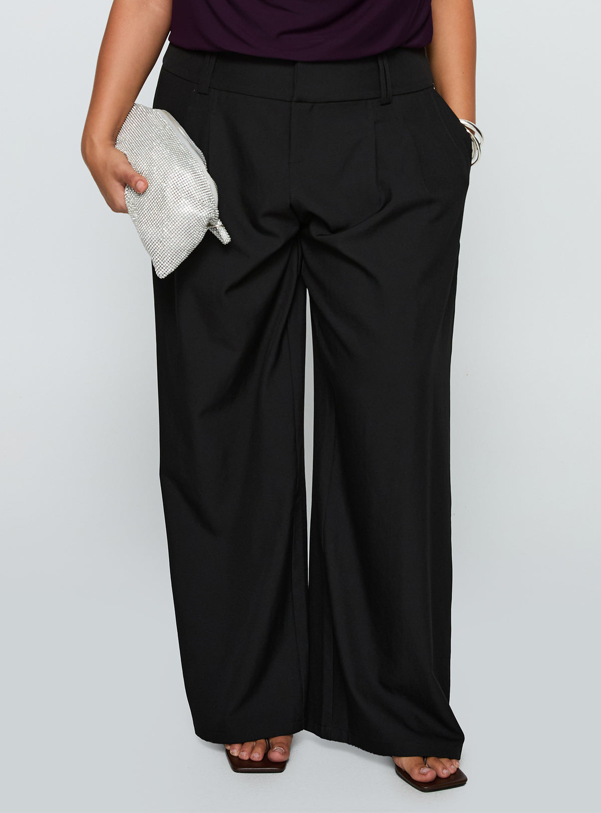 back view of model wearing Princess Polly Two Lovers Low Rise Pants Black Curve Low Rise Pants Pants 