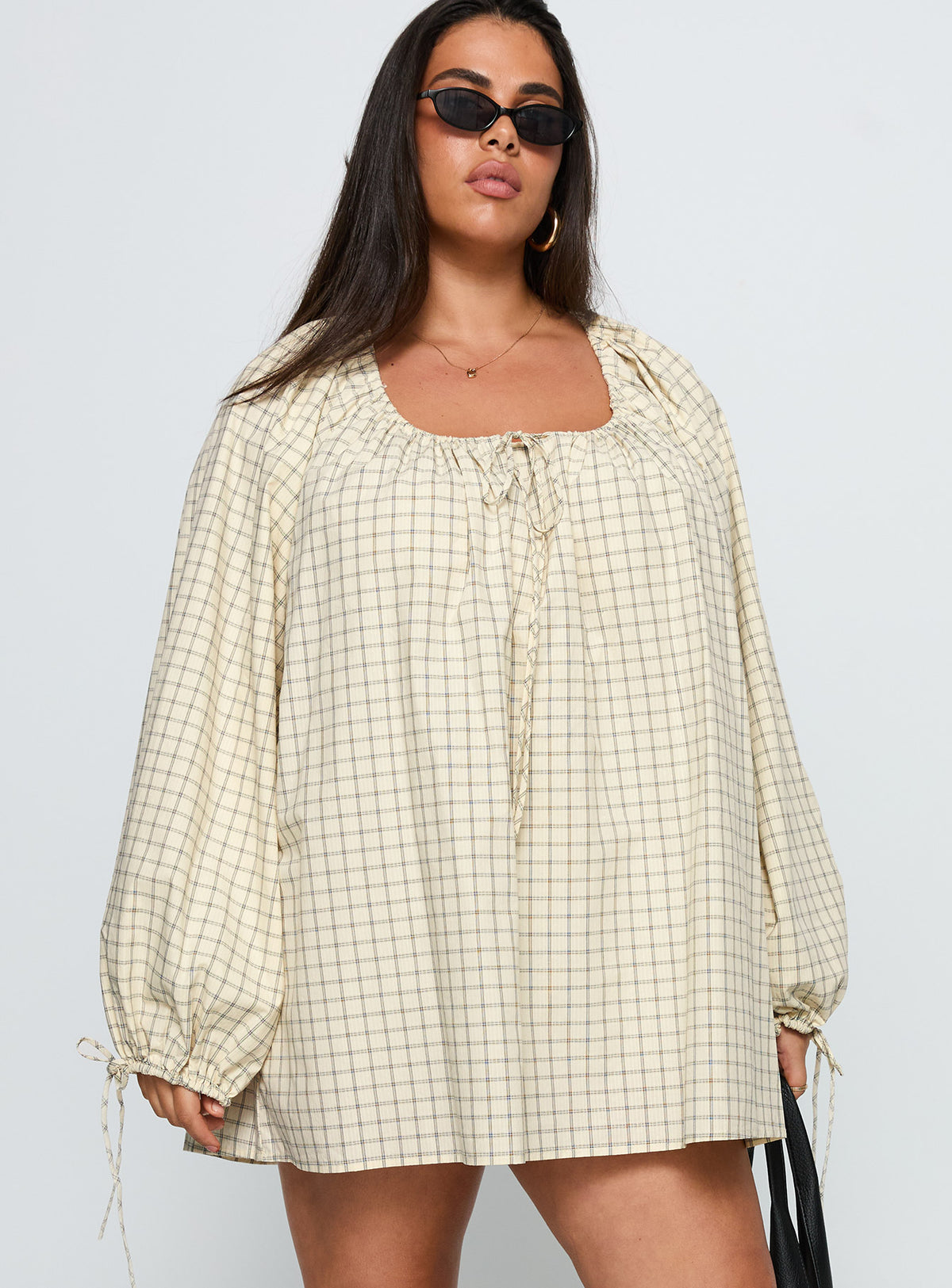 Preacher Playsuit White Check Curve