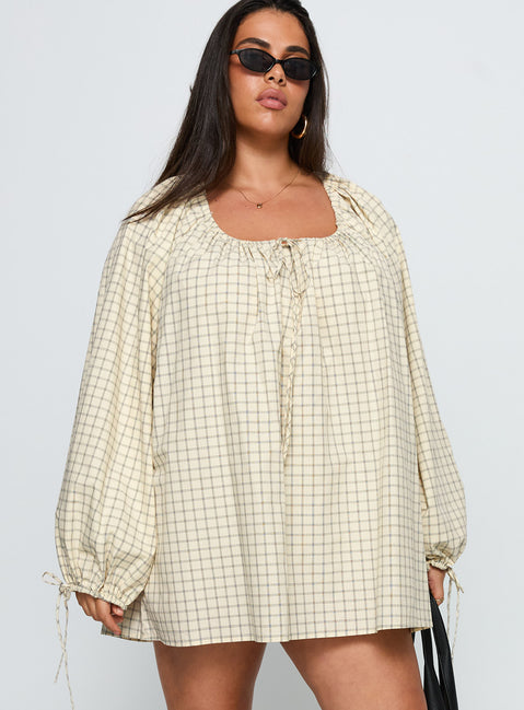 Preacher Playsuit White Check Curve
