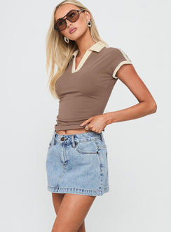Nicolina Low Rise Denim Mini Skirt Ice Blue Wash Mini Skirts Skirts 