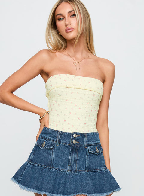 side view of model wearing Princess Polly Majorette Strapless Bodysuit Cream Sleeveless Bodysuit 
