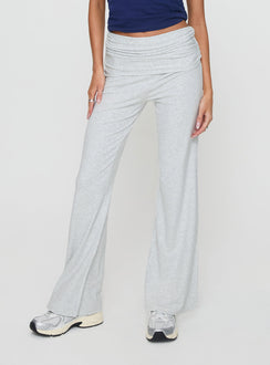 back view of model wearing Princess Polly Aire Ruched Pants Grey High Rise Pants Pants 