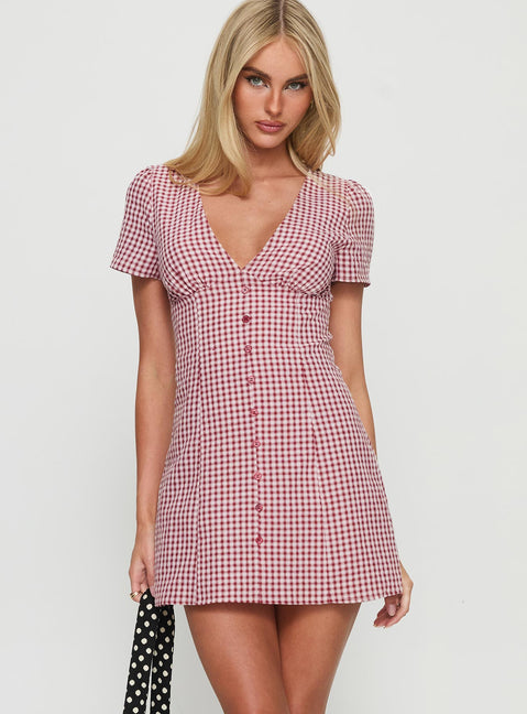 Loveliness Playsuit Red Check Petite