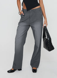 front view of model wearing Princess Polly Workwear Pant Petrol High Rise Pants Pants 