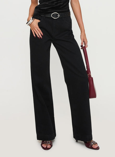Jankins Low Rise Straight Leg Jeans Black Mid Rise Jeans Jeans 