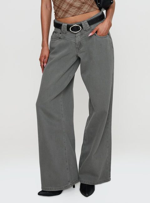 West Side Mid Rise Wide Leg Jeans Grey Wash Mid Rise Jeans Jeans 