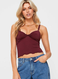 product Princess Polly Sleeveless Asymmetric Neckline  Greyer Top Wine