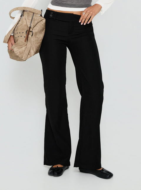 Jordanna Belted Straight Pants Black